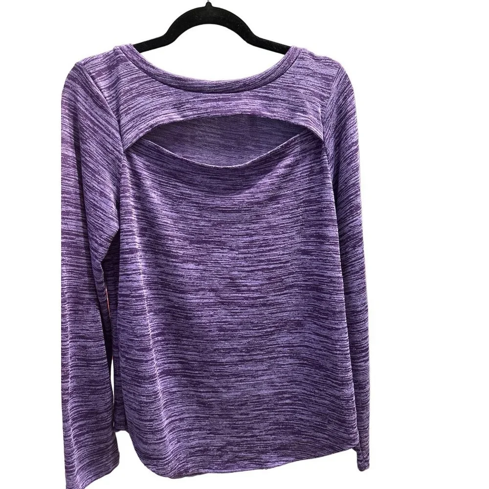 Juicy Couture women’s size XL purple space dye long sleeve cut out front top - Picture 1 of 5
